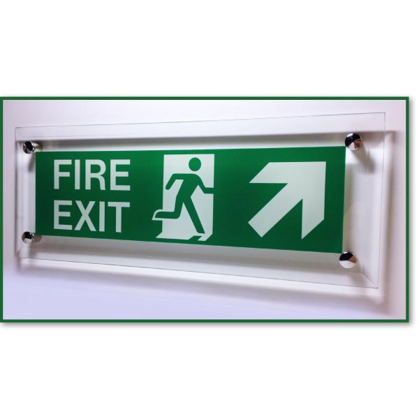 Glass Fire Exit - Standard Wall Mounted with Arrow