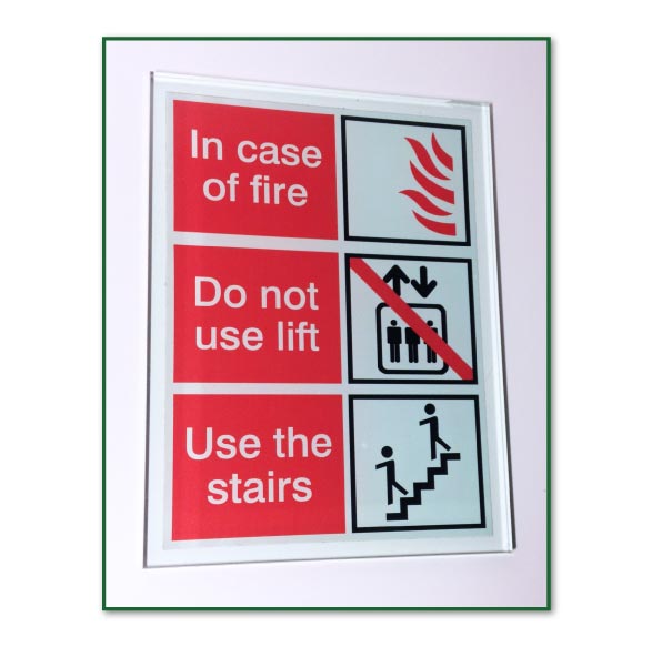 In Case of Fire - Do Not Use Lift Sign