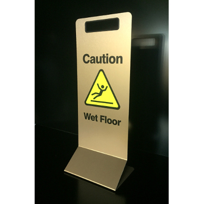Brushed Brass Effect Contemporary Floor Sign.