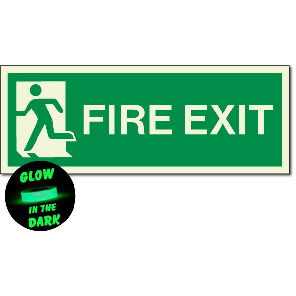 Fire Exit - Rigid Plastic - Photoluminescent