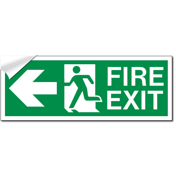 Fire Exit with Arrow - Self Adhesive
