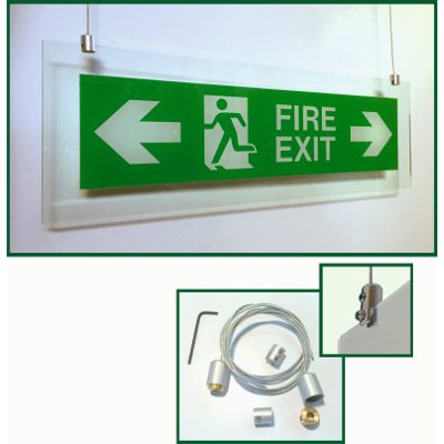 Fire Exit - Standard Hanging with double ended arrow