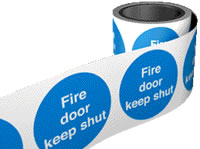 Self Adhesive Roll of Labels - Fire Door Keep Shut