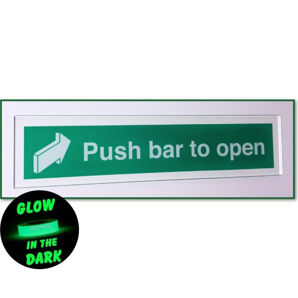 Push Bar To Open Acrylic Sign/Photoluminescent