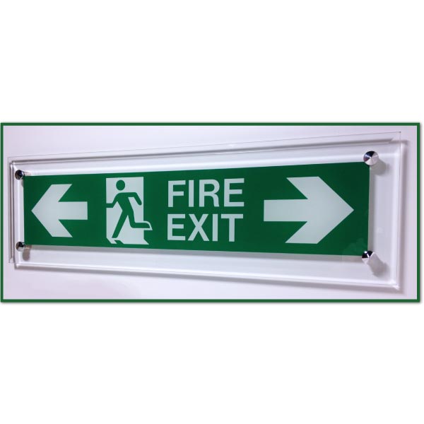 Glass Fire Exit - Standard with Double ended arrows
