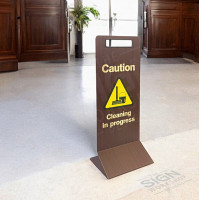 Mahogany Effect Contemporary Floor Sign