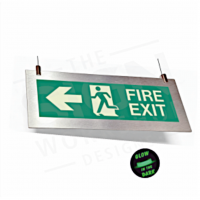 Brushed Silver Hanging Fire Exit Sign