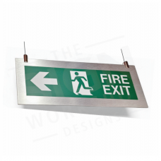 Brushed Silver Hanging Fire Exit Sign
