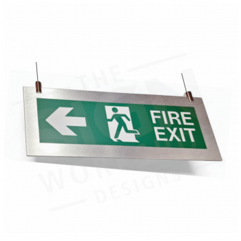 Brushed Silver Hanging Fire Exit Sign