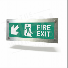 Brushed Silver Wall Mounted Fire Exit Sign