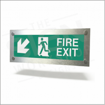 Brushed Silver Wall Mounted Fire Exit Sign