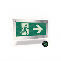 Brushed Silver Wall-Mounted Fire Exit Sign (BS-EN-ISO-7010)