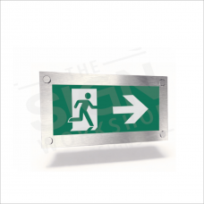 Brushed Silver Wall-Mounted Fire Exit Sign (BS-EN-ISO-7010)