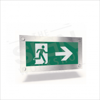 Brushed Silver Wall-Mounted Fire Exit Sign (BS-EN-ISO-7010)