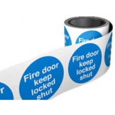 Self Adhesive Roll of Labels - Fire Door Keep Locked Shut