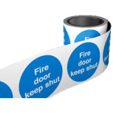 Self Adhesive Roll of Labels - Fire Door Keep Shut