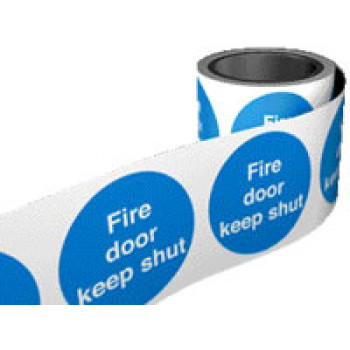Self Adhesive Roll of Labels - Fire Door Keep Shut
