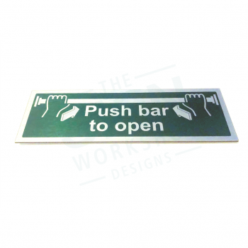 Brushed Silver Push Bar To Open Sign