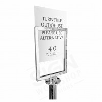 Chrome stanchion A4 sign portrait holder